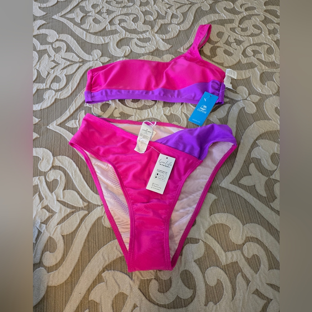 CUPSHE Pink and Purple Bikini Set SZ M NWT